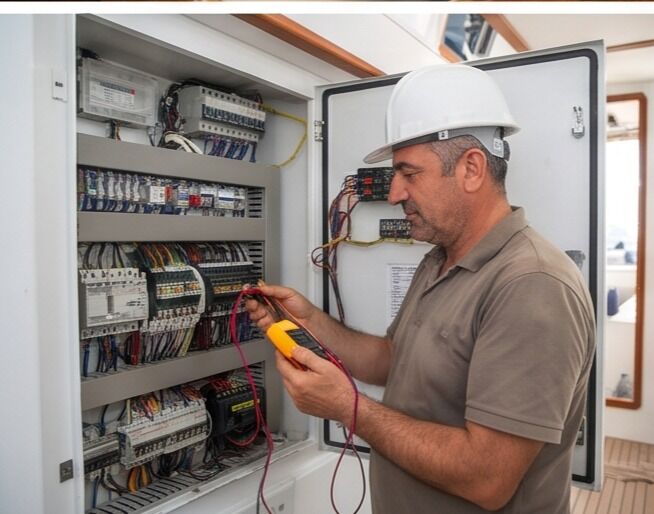 Tekne elektrikçisi — tersane, Bodrum